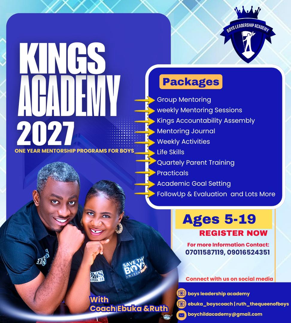 Kings Academy 2027 — One year mentorship program for boys with Coach Ebuka and Coach Ruth